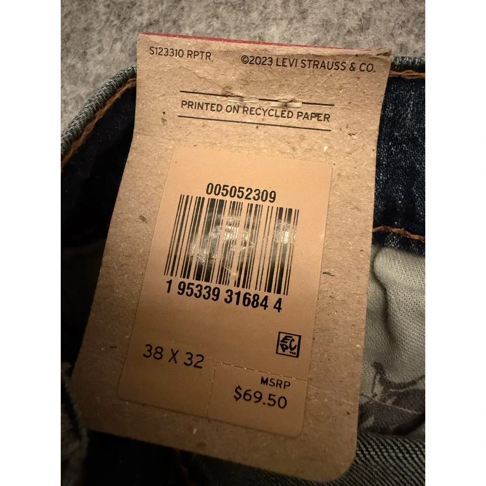 Levi's 505 Jeans Mens 38x32 Blue Regular Fit Straight Leg Stretch Denim Pants